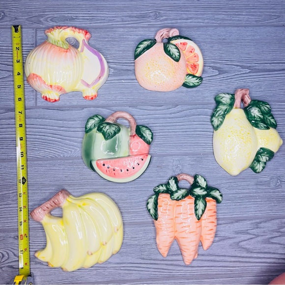 Vintage glazed fruit wall decorations hanging banana , lemon , watermelon ect. - Picture 2 of 3